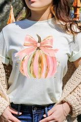 US3001P-E3083 Brushstroke Pumpkin Graphic Plus Tee $16