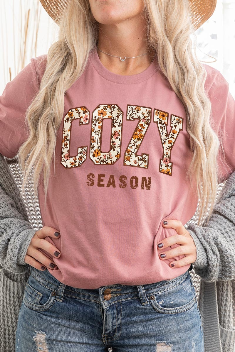 US3001-E3082 Cozy Season Graphic Tee $12.5