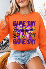 UL180P-E3092 Purple Yellow Football GameDay Bow Plus Sweatshirt $25