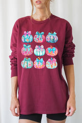 UL240-E3137 Coquette Pumpkin Graphic Long Sleeve Tee $13.75