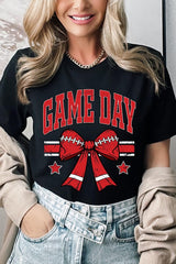 US3001P-E3062 Red Game Day Football Bow Graphic Plus Tee $16