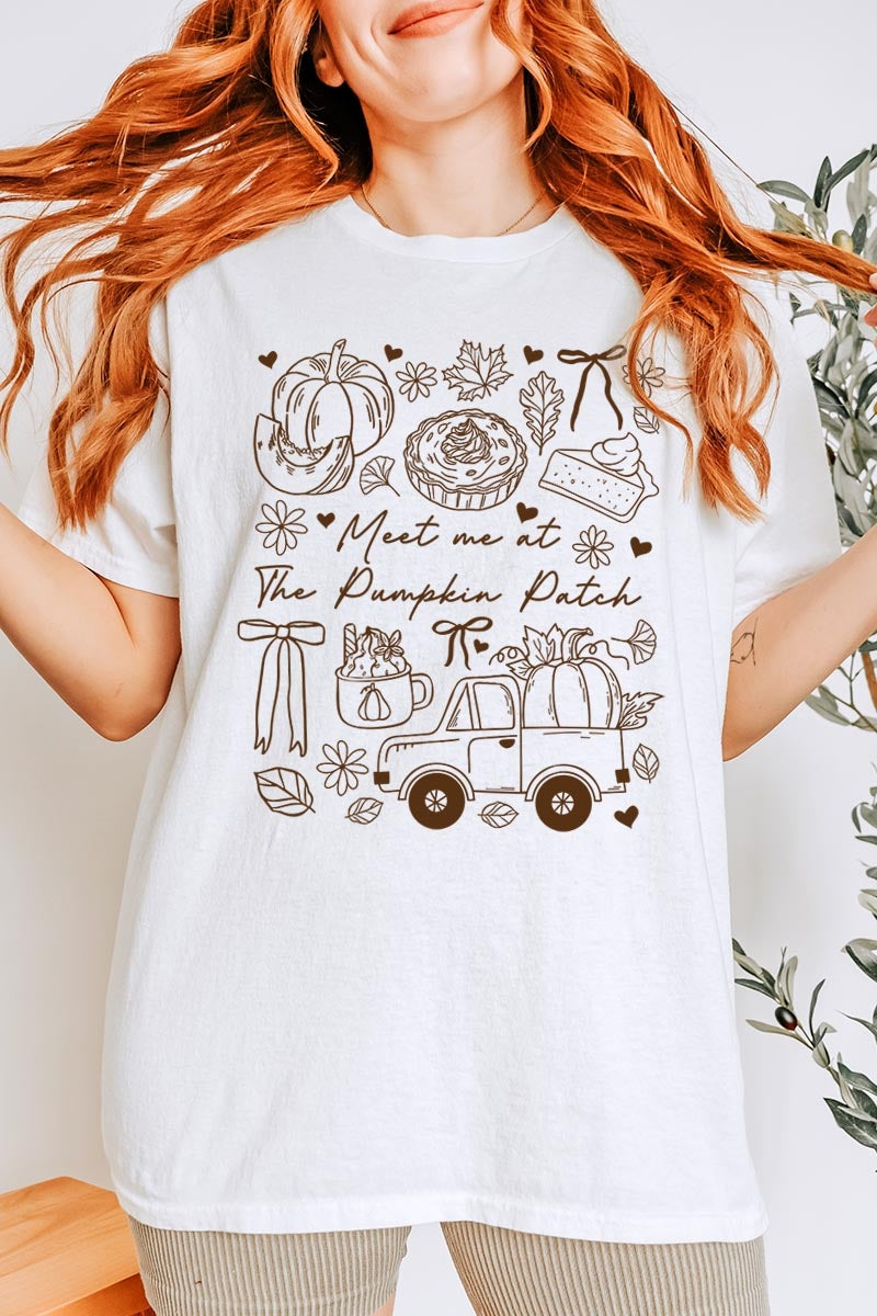 5000-E3163 Pumpkin Patch Doodle Graphic Heavy Cotton Tee $9