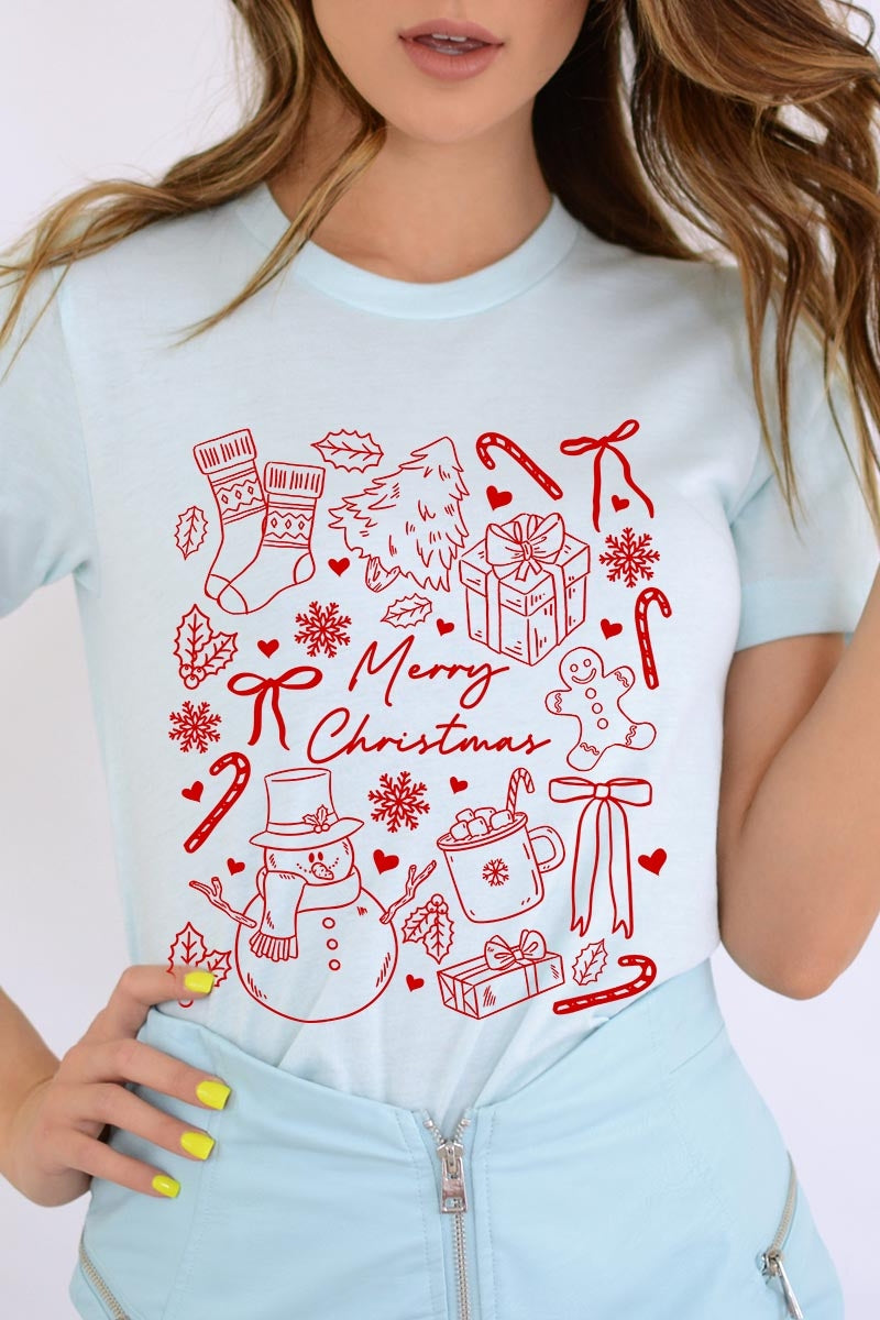 US3001-E3181 Christmas Doodle Graphic Tee $12.5