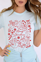 US3001-E3181 Christmas Doodle Graphic Tee $12.5