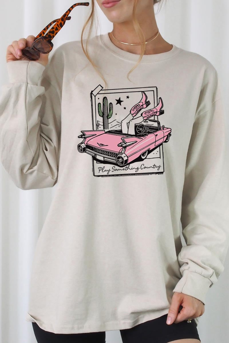 UL240P-E3098 Play Something Country Plus Long Sleeve Tee $17