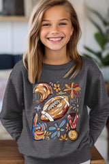 UL180B-E3072Z Retro Floral Football Kids Graphic Sweatshirt $20