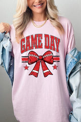 5000P-E3062 Red Football Bow Graphic Plus Heavy Cotton Tee $12.75