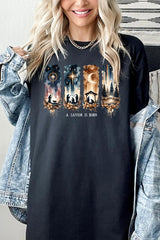 5000-E3204 Savior Is Born Nativity Graphic Heavy Cotton Tee $9