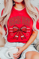 US3001P-E3062 Red Game Day Football Bow Graphic Plus Tee $16