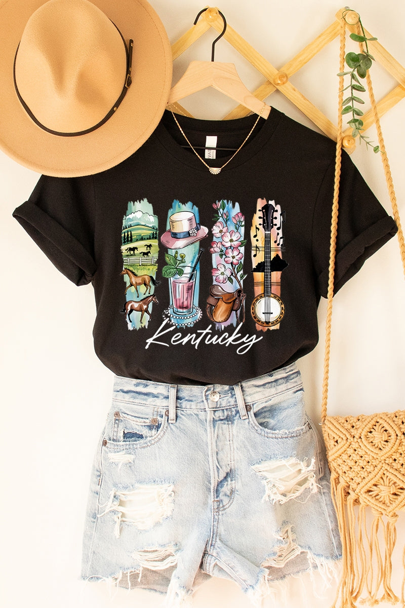 US3001P-E3061KY Kentucky State Brushstroke Graphic Plus Tee $16