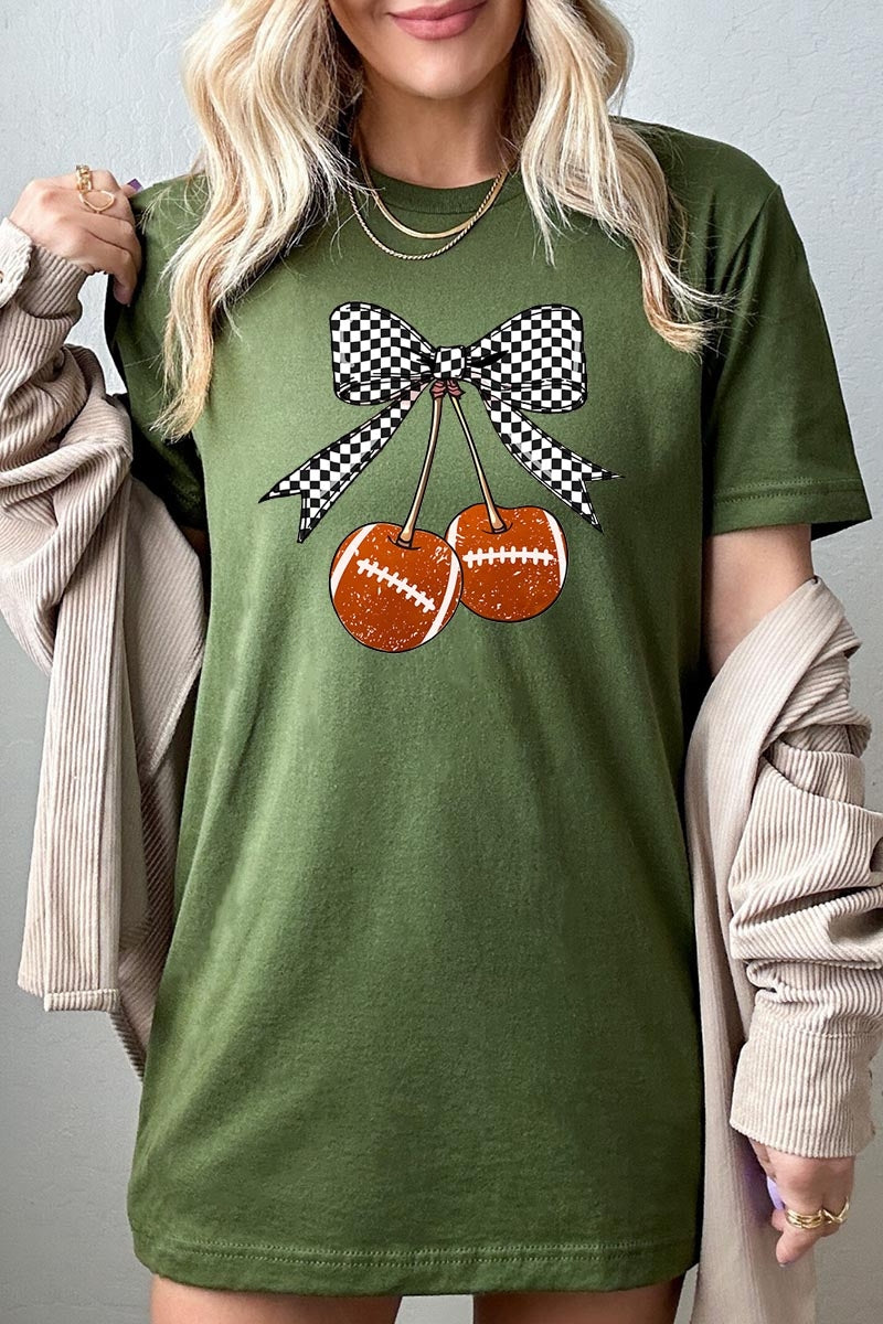 US3001-E3055 Football Cherries Graphic Tee $12.5