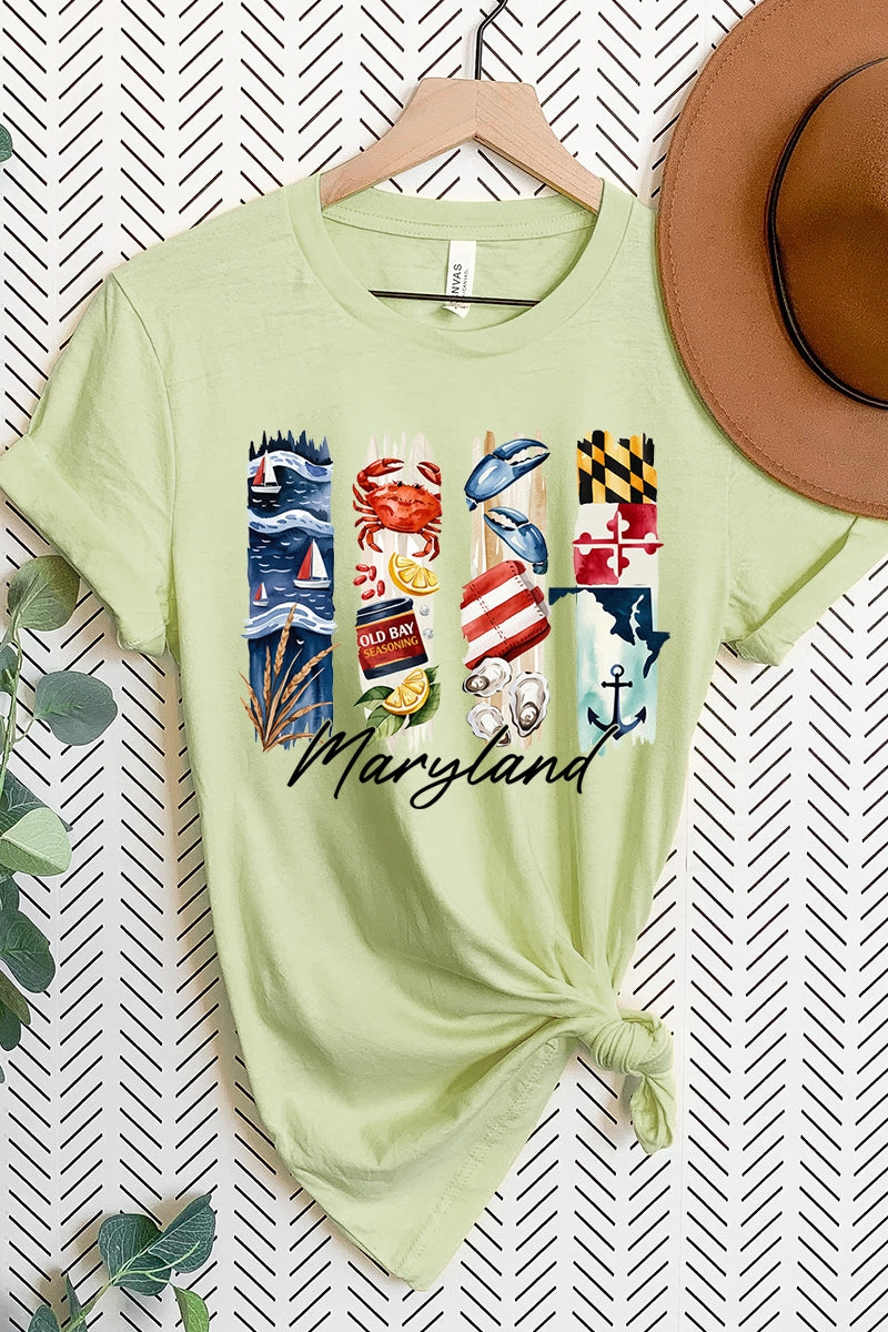 US3001P-E3061MD Maryland State Brushstroke Graphic Plus Tee $16