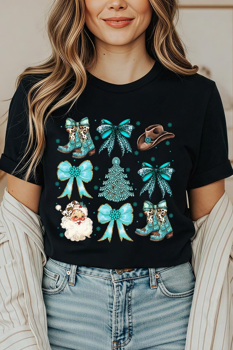 US3001-E3180 Western Christmas Graphic Tee $12.5