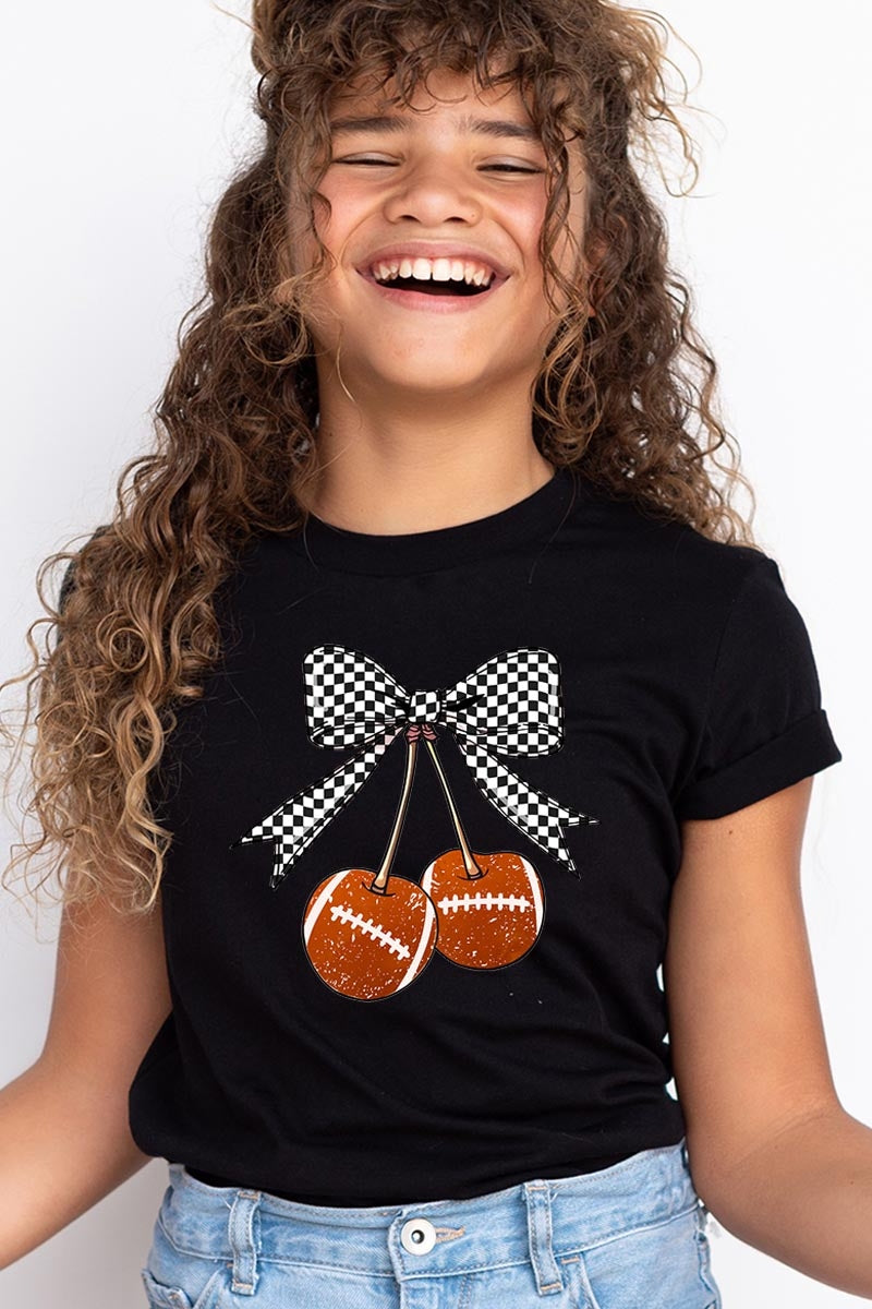 US3001Y-E3055Z Football Cherries Kids Graphic Tee $11