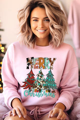 UL180P-E3200 Merry Christmas Trees Graphic Plus Sweatshirt $25