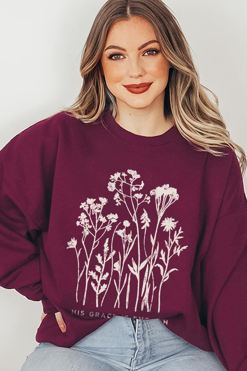 UL180-E3146 Christian Wildflower Graphic Sweatshirt $20