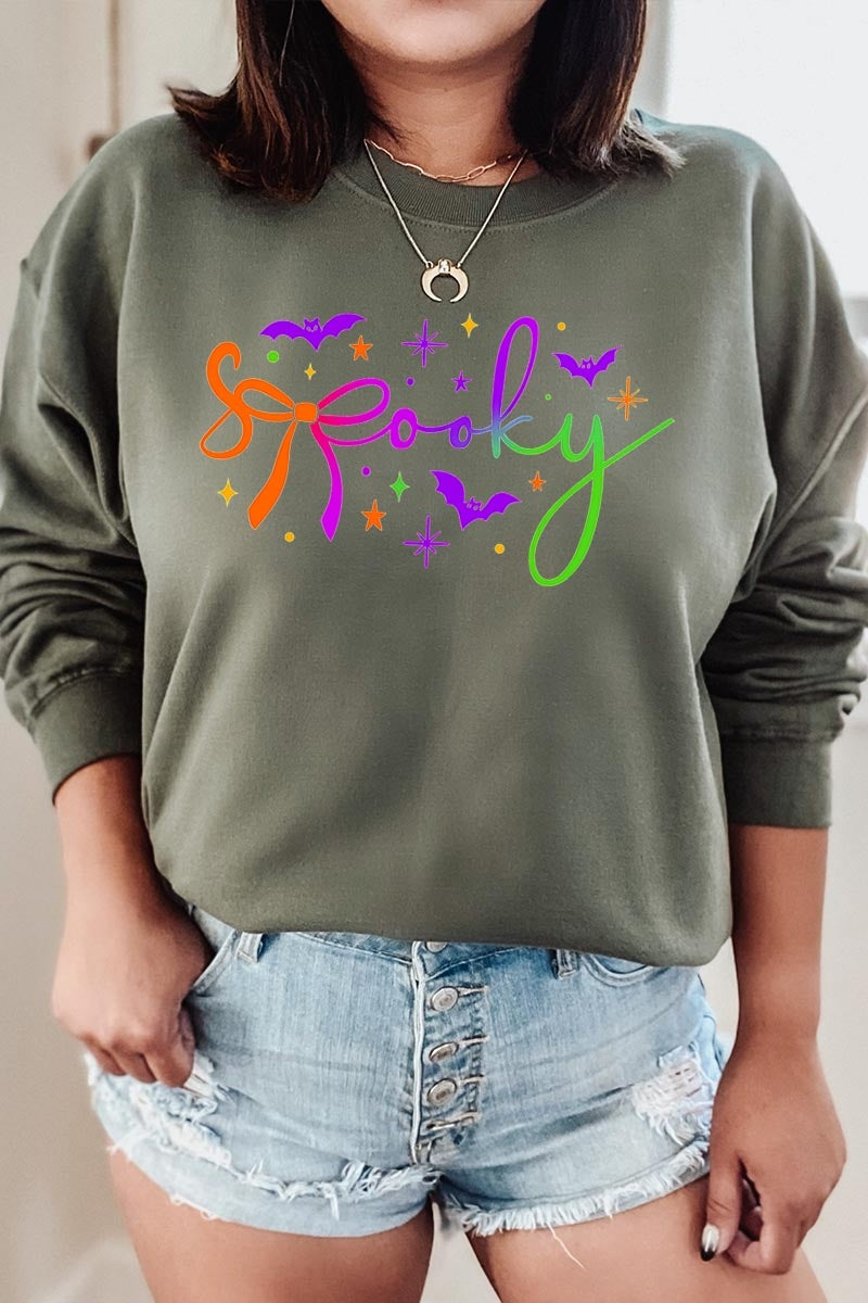 UL180P-E3109 Spooky Halloween Graphic Plus Sweatshirt $25