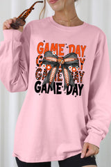 UL240P-E3088 Orange Black Football Bow Plus Long Sleeve Tee $17