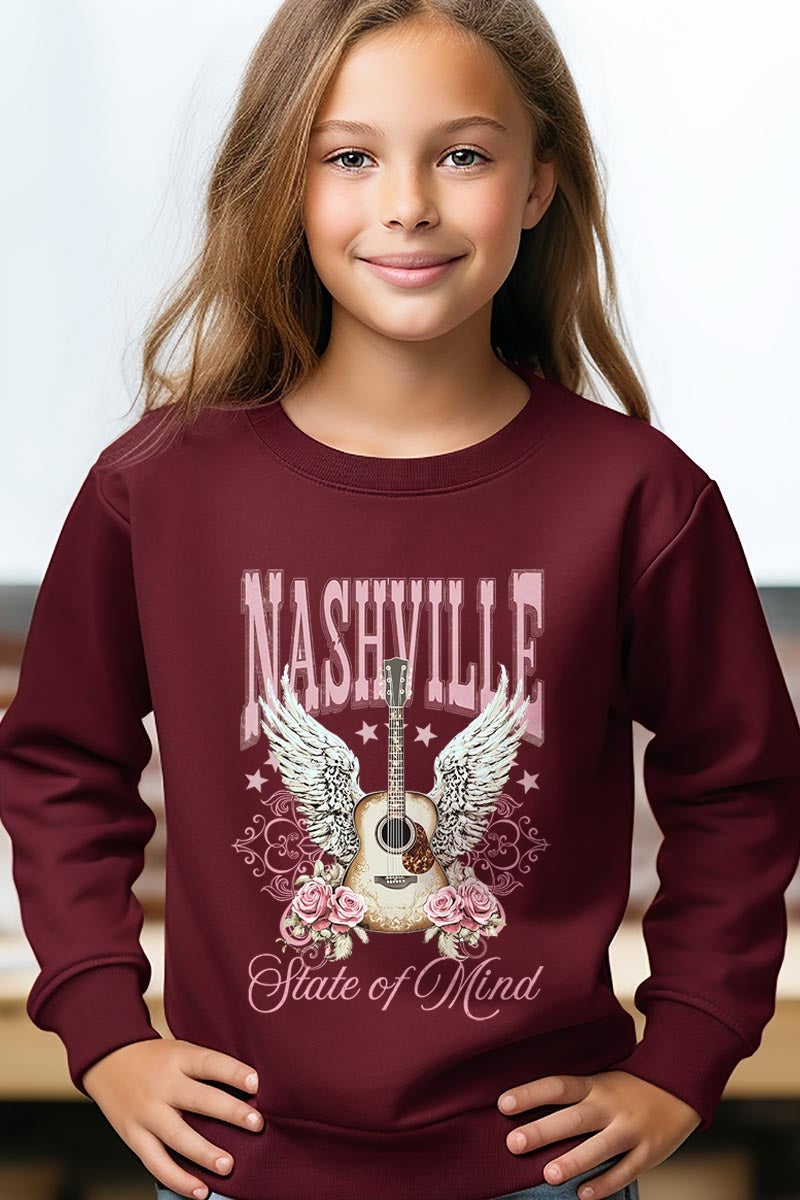 UL180B-E3157Z Nashville Rose Kids Graphic Sweatshirt $20