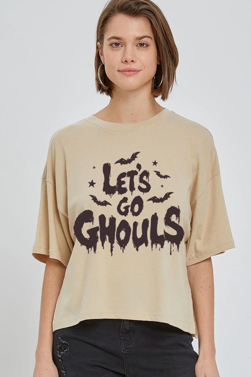 CTS-E3159 Letu2019s Go Ghouls Graphic Relaxed Crop Top $11