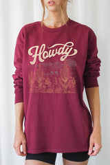 UL240-E3095 Howdy Desert Western Graphic Long Sleeve Tee $13.75