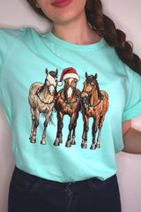 US3001P-E3182 Christmas Horses Graphic Plus Tee $16