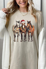 5000P-E3182 Christmas Horses Graphic Plus Heavy Cotton Tee $12.75