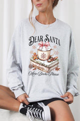 UL240-E3205 Dear Santa Books Graphic Long Sleeve Tee $13.75