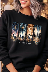 UL180-E3204 Savior Is Born Nativity Graphic Sweatshirt $20