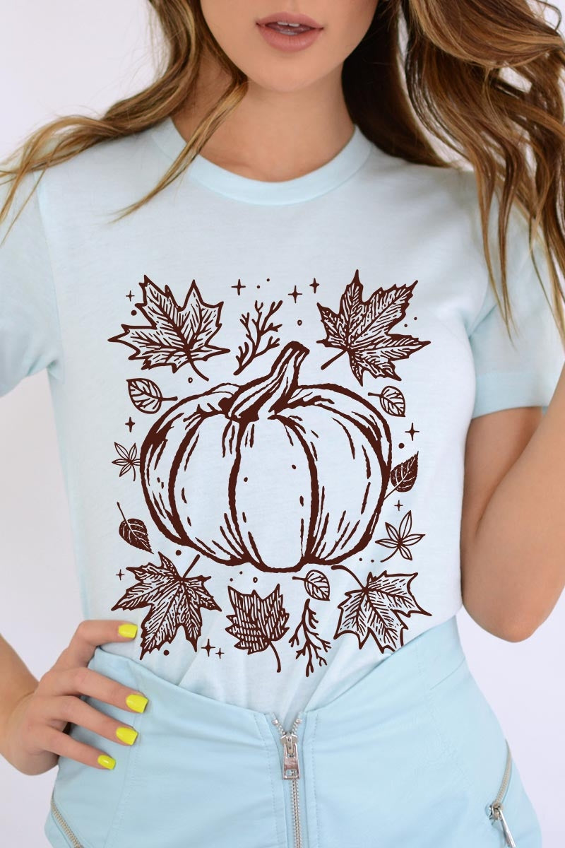 US3001P-E3162 Fall Pumpkin Graphic Plus Tee $16