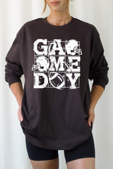 UL240-E3073 Distressed Game Day Graphic Long Sleeve Tee $13.75