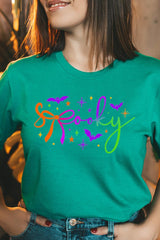 US3001-E3109 Spooky Halloween Graphic Tee $12.5