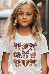 US3001Y-E3054Z Cute Football and Bow Kids Graphic Tee $11