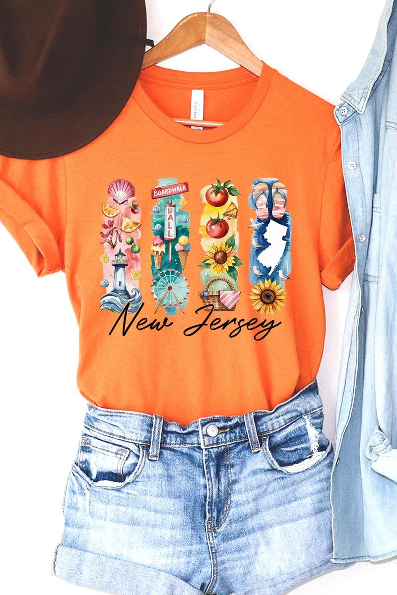 US3001P-E3061NJ New Jersey State Brushstroke Graphic Plus Tee $16