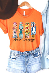US3001-E3061NJ New Jersey State Brushstroke Graphic Tee $12.5