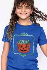 US3001Y-E3140Z Halloween turquoise pumpkin Kids Graphic Tee $11