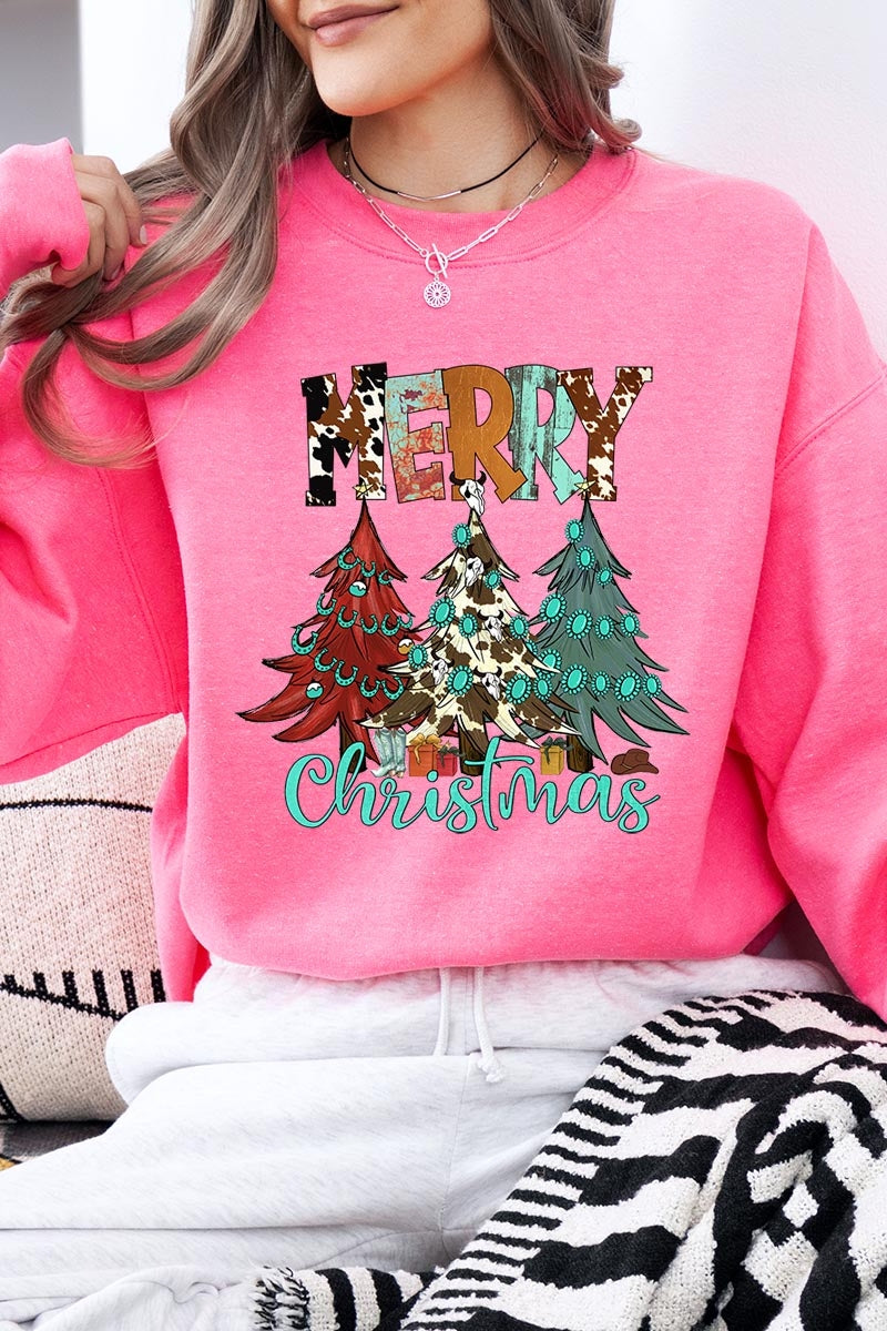 UL180-E3200 Merry Christmas Trees Graphic Sweatshirt $20