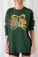 UL240P-E3121 Fall Brushstroke Bow Graphic Plus Long Sleeve Tee $17