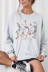 UL240P-E3123 Halloween Skeleton Graphic Plus Long Sleeve Tee $17