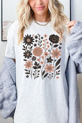 5000P-E3178 Fall Floral Garden Graphic Plus Heavy Cotton Tee $12.75