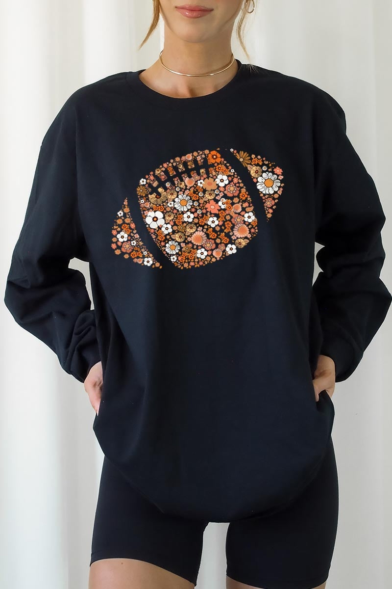 UL240P-E3133 Floral Football Graphic Plus Long Sleeve Tee $17