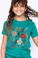 US3001Y-E3186Z Floral Christmas Kids Graphic Tee $11