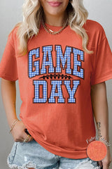5000-E3130 Blue Gingham Game Day Graphic Heavy Cotton Tee $9