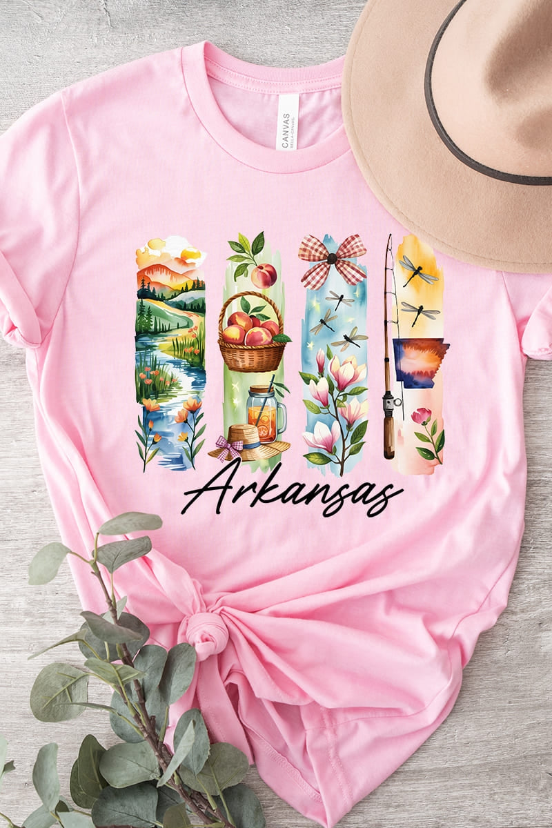 US3001-E3061AR Arkansas State Brushstroke Graphic Tee $12.5
