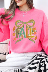 UL180-E3121 Fall Brushstroke Bow Graphic Sweatshirt $20