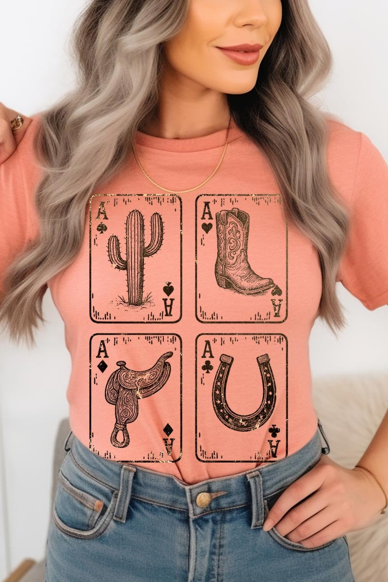 US3001P-E3094 Western Cowgirl Card Graphic Plus Tee $16