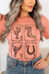 US3001-E3094 Western Cowgirl Card Graphic Tee $12.5