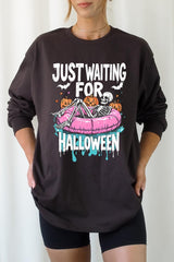 UL240-E3138 Just Waiting For Halloween Graphic Long Sleeve Tee $13.75