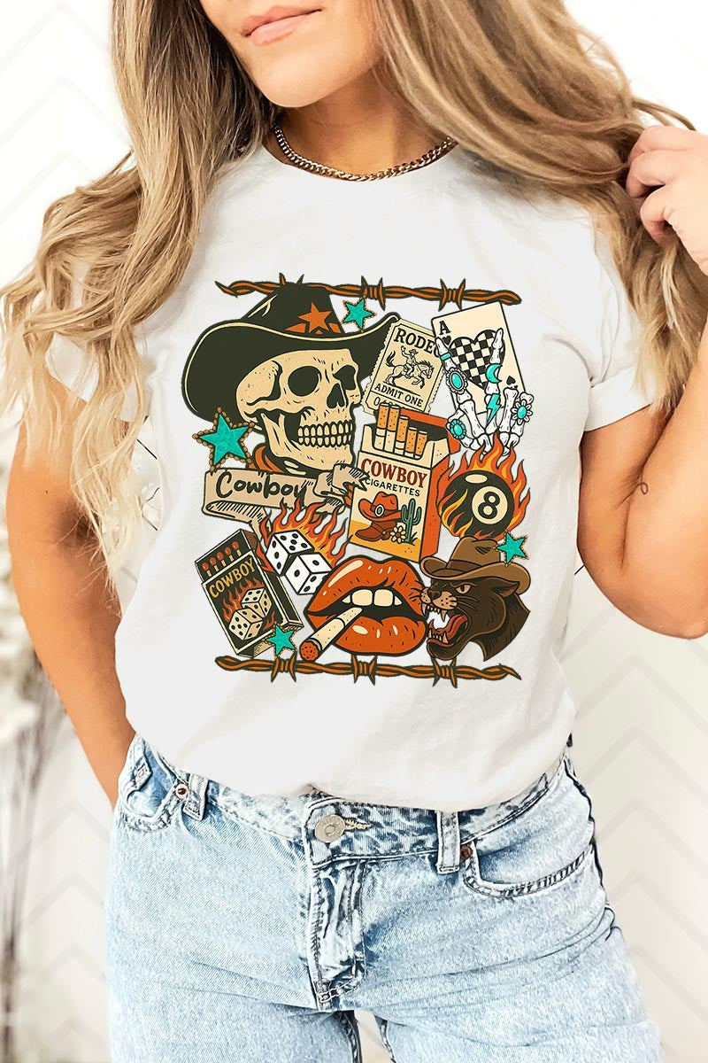 US3001P-E3096 Vintage Western Collage Graphic Plus Tee $16