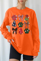 UL240-E3195 Christmas Bow Paw Graphic Long Sleeve Tee $13.75
